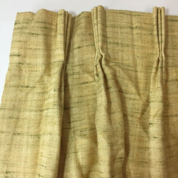 Vintage 1950s Drapes Curtains Weighted Corners Woven Lined Yellow Green 46"x44" - Picture 1 of 6